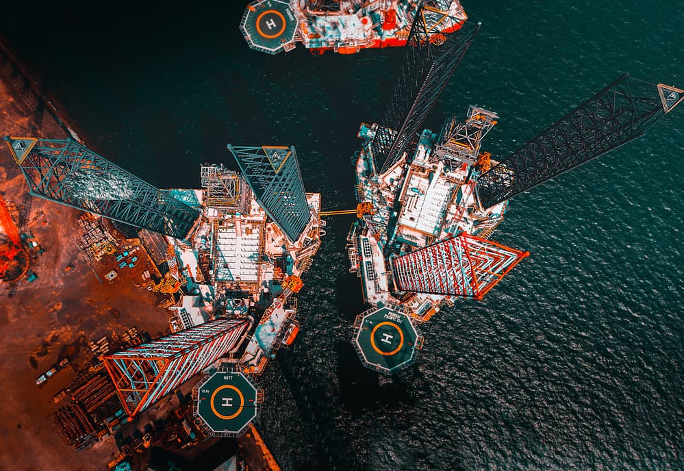 Offshore Rigs Aerial View by Carmine Chiriacò — canvas wall art