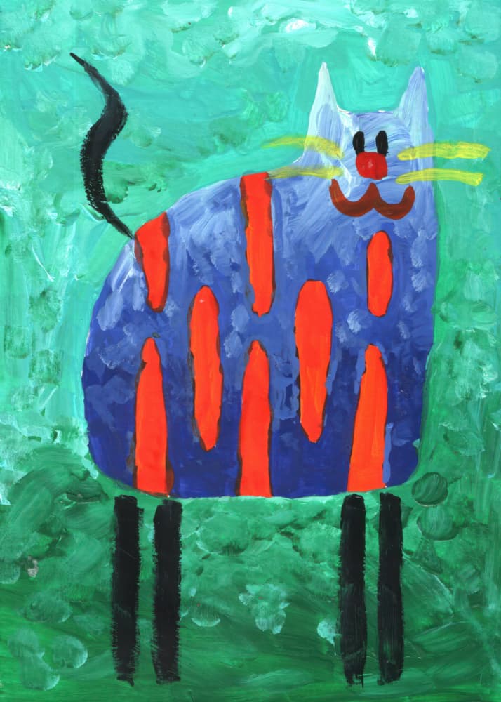 Playful Blue Striped Cat by Kulik — canvas wall art
