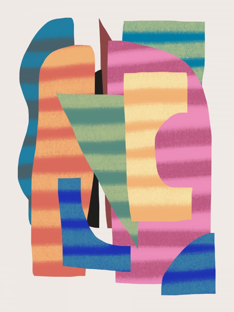 Colorful Striped Shapes by Little Dean — canvas wall art