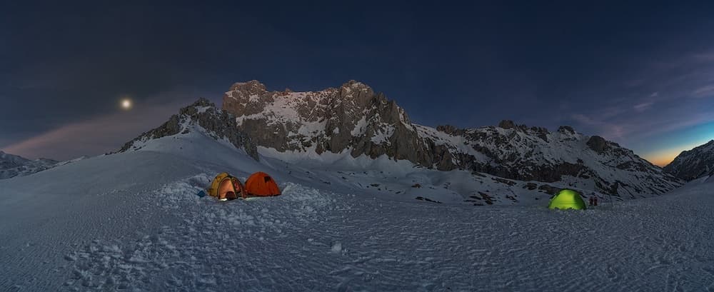 Alpine Tents Moonlight by Carlos Gonzalez — canvas wall art