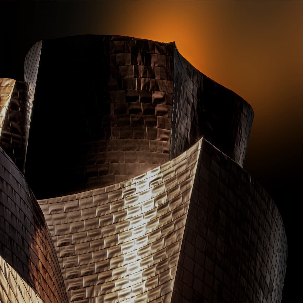 Golden Curved Architecture by Gilbert Claes — canvas wall art