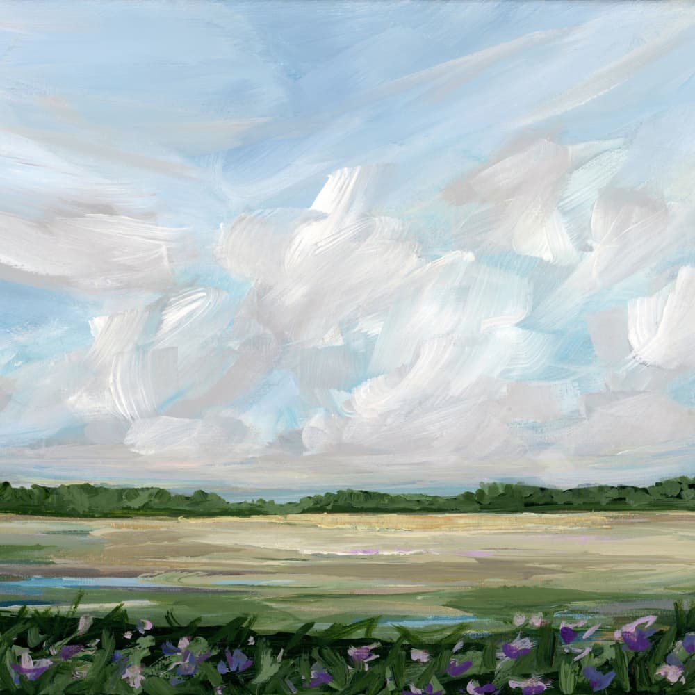 Cloudy Meadow With Flowers by Nicole Walsh — canvas wall art