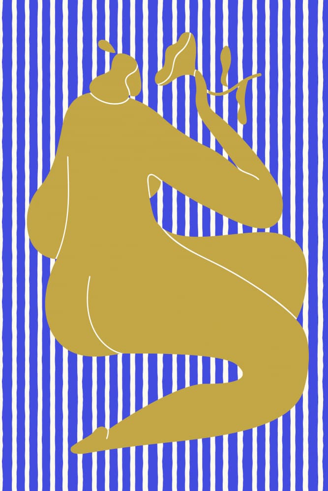 Golden Figure with Plant by Treechild — canvas wall art