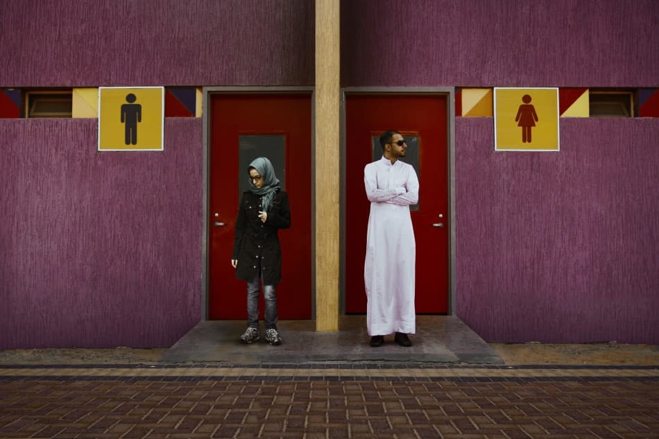Purple Wall Gender Divide by Hesham Alhumaid — canvas wall art
