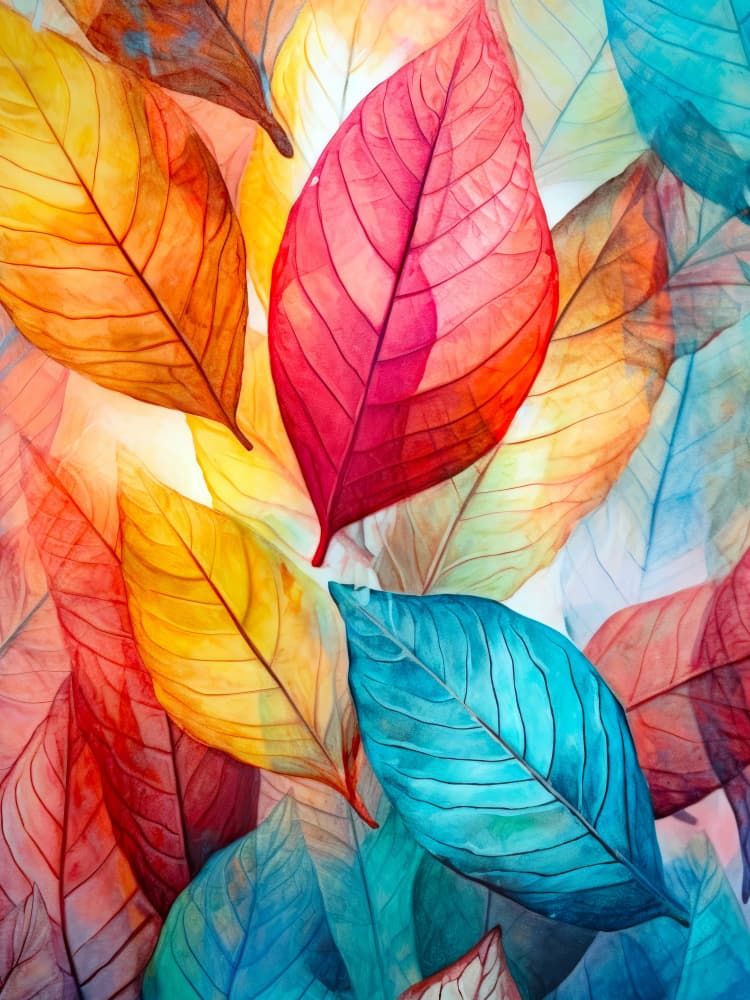 Colorful Leaf Layers by Justyna Jaszke — canvas wall art