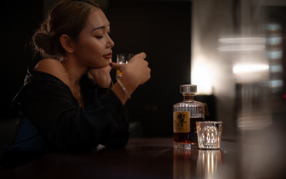 Elegant Woman At Bar by Adachi Lintaman — canvas wall art