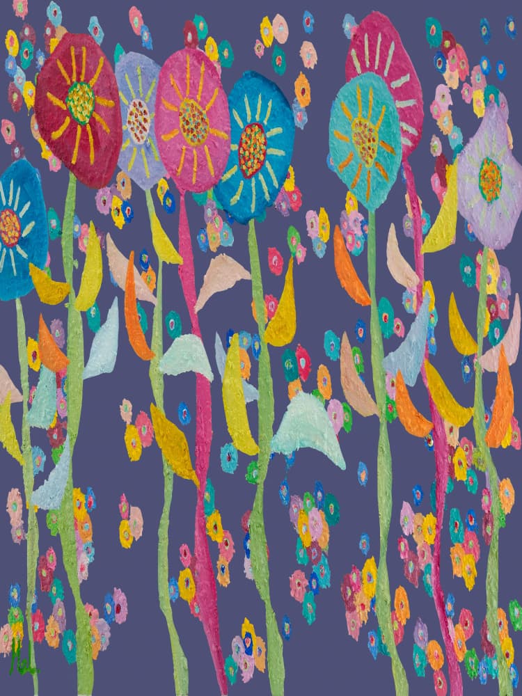 Vibrant Abstract Flowers by Helen Joynson — canvas wall art