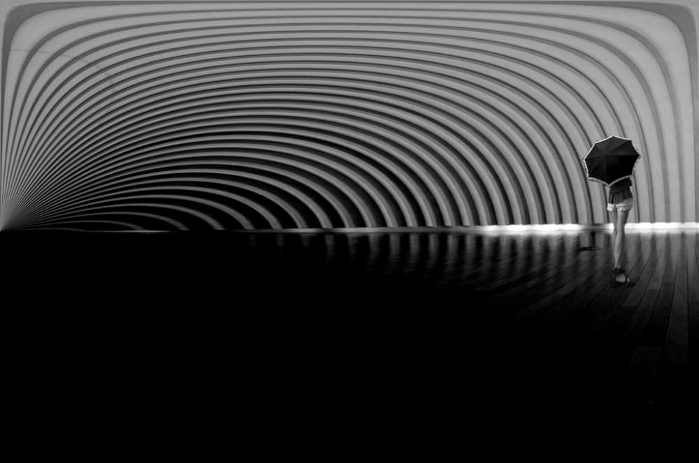 Woman In Curved Passage by Tomoshi Hara — canvas wall art