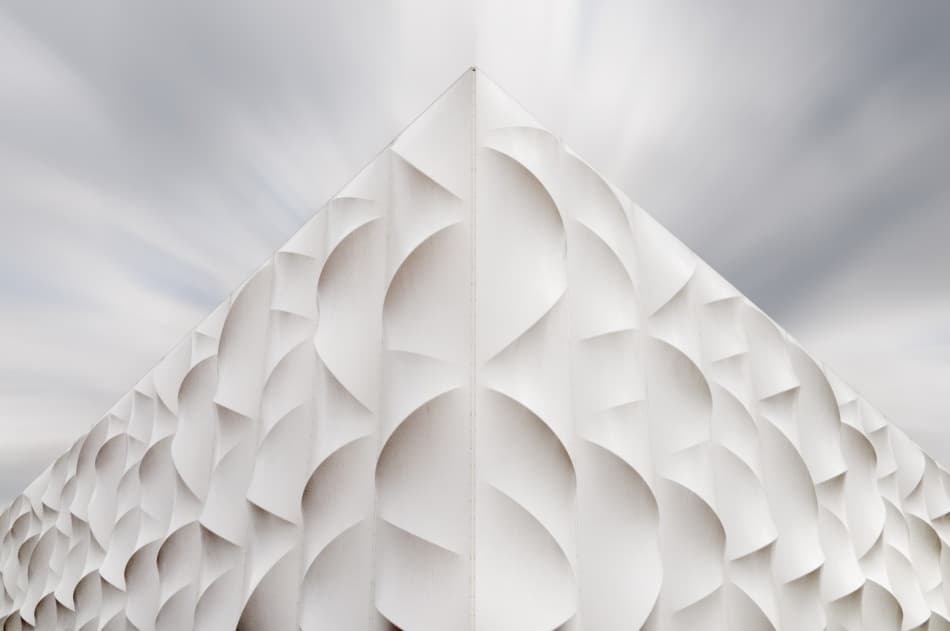 White Geometric Facade by Linda Wride — canvas wall art