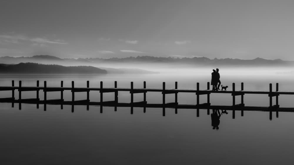 Serene Lake Pier Stroll by Andy Dauer — canvas wall art