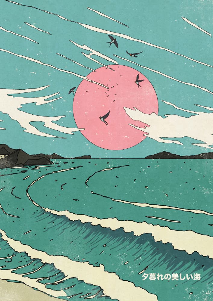 Pink Sun Coastal Dusk by Nicholas — canvas wall art