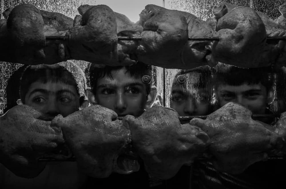 Curious Boys at Window by Murat YILMAZ — canvas wall art