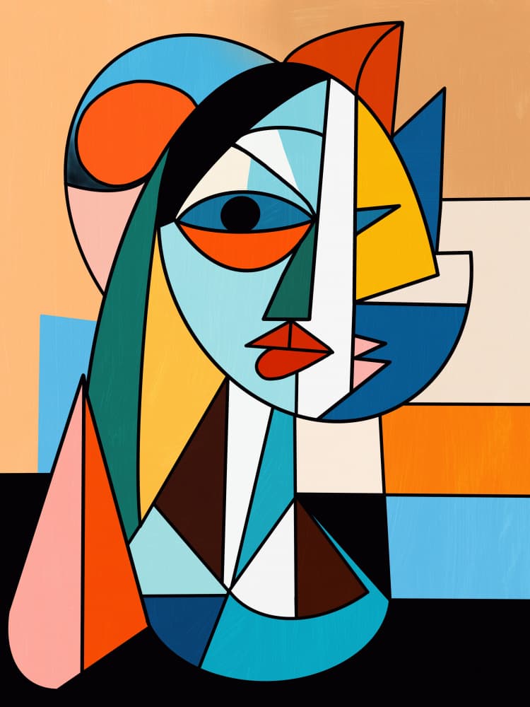Colorful Cubist Woman by Little Dean — canvas wall art