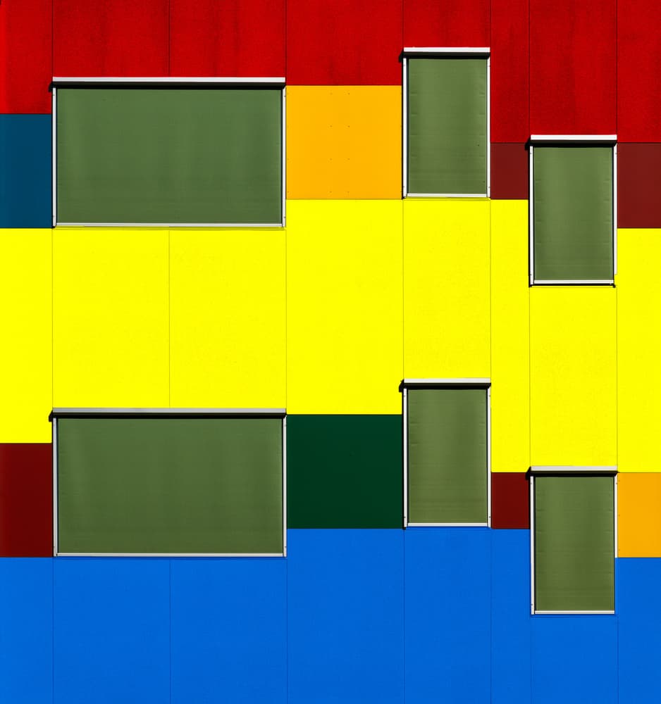 Vibrant Geometric Facade by Harry Verschelden — canvas wall art