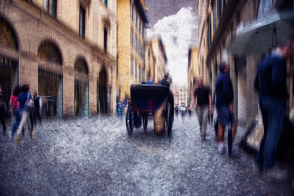 European City Street Blur by Nicodemo Quaglia — canvas wall art