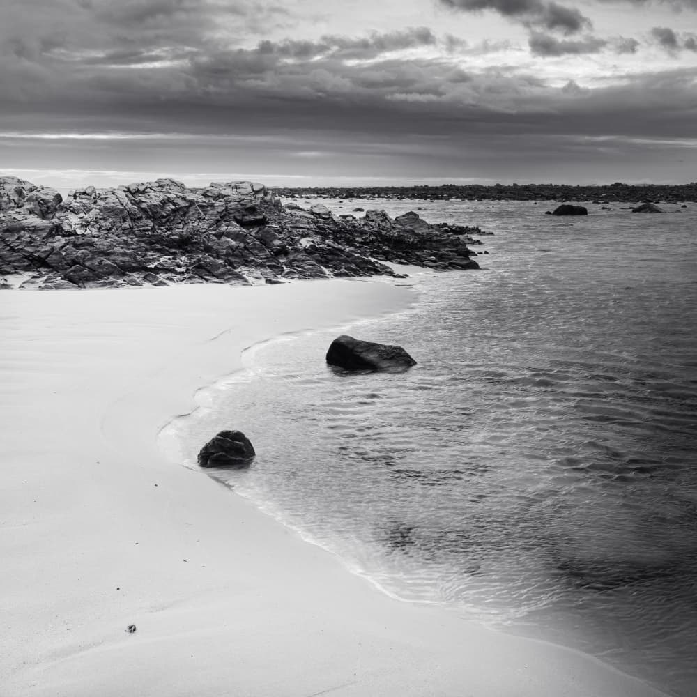 Moody Beach Rocks by Ray Truter — canvas wall art