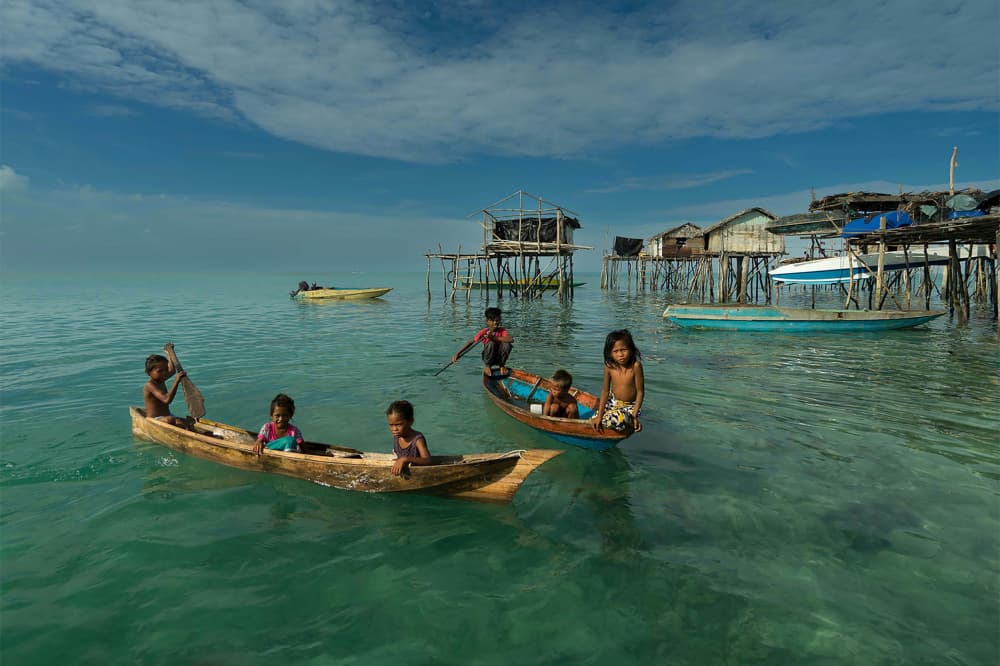 Children in Ocean Village by Mei Shi — canvas wall art