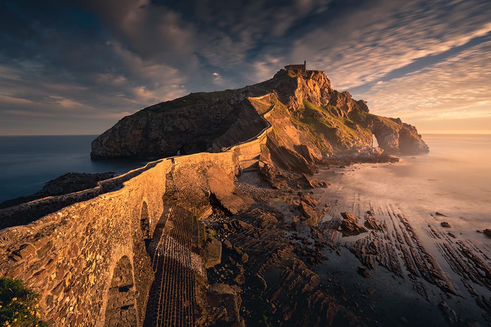 San Juan Gaztelugatxe Sunset by Karol Nienartowicz — canvas wall art
