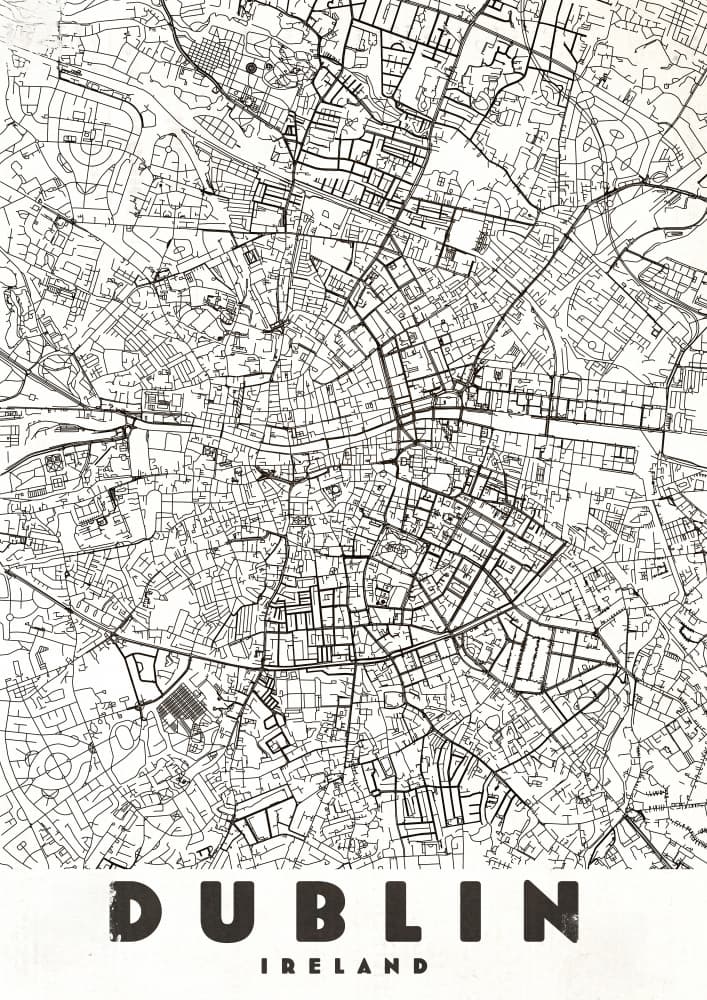 Dublin Ireland Street Map by Nicholas — canvas wall art