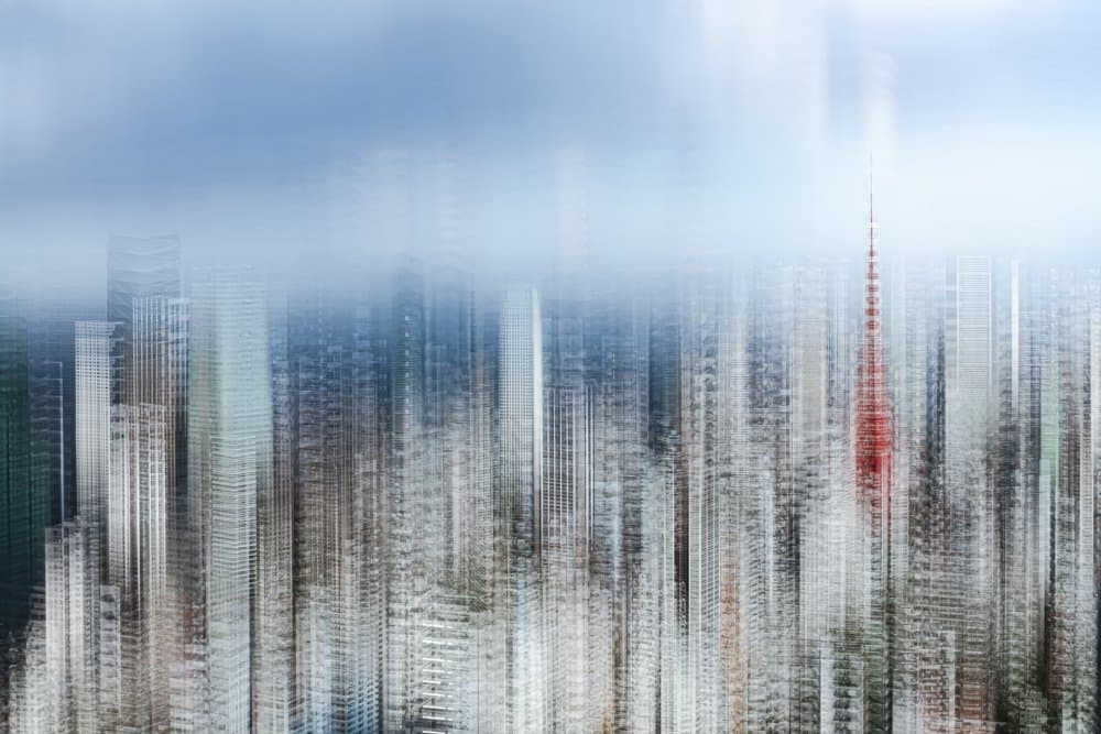 Abstract City Red Tower by Sasaki Makoto — canvas wall art