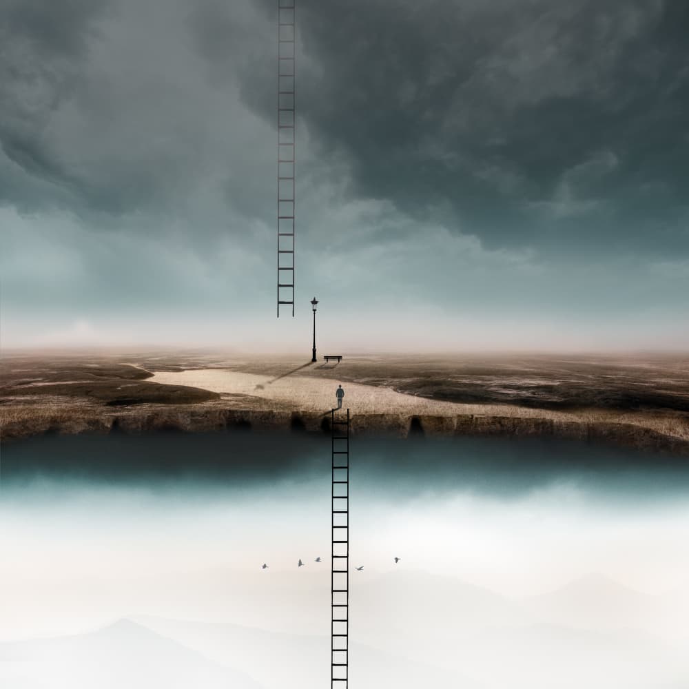 Solitary Ladder Dream by Hadi Malijani (Malenjani) — canvas wall art