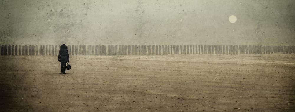 Solitary Beach Walk by Gilbert Claes — canvas wall art
