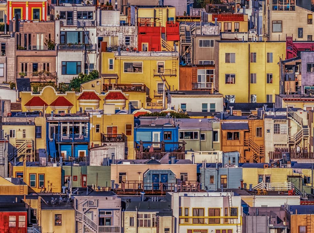 Vibrant City Homes by Rob Darby — canvas wall art