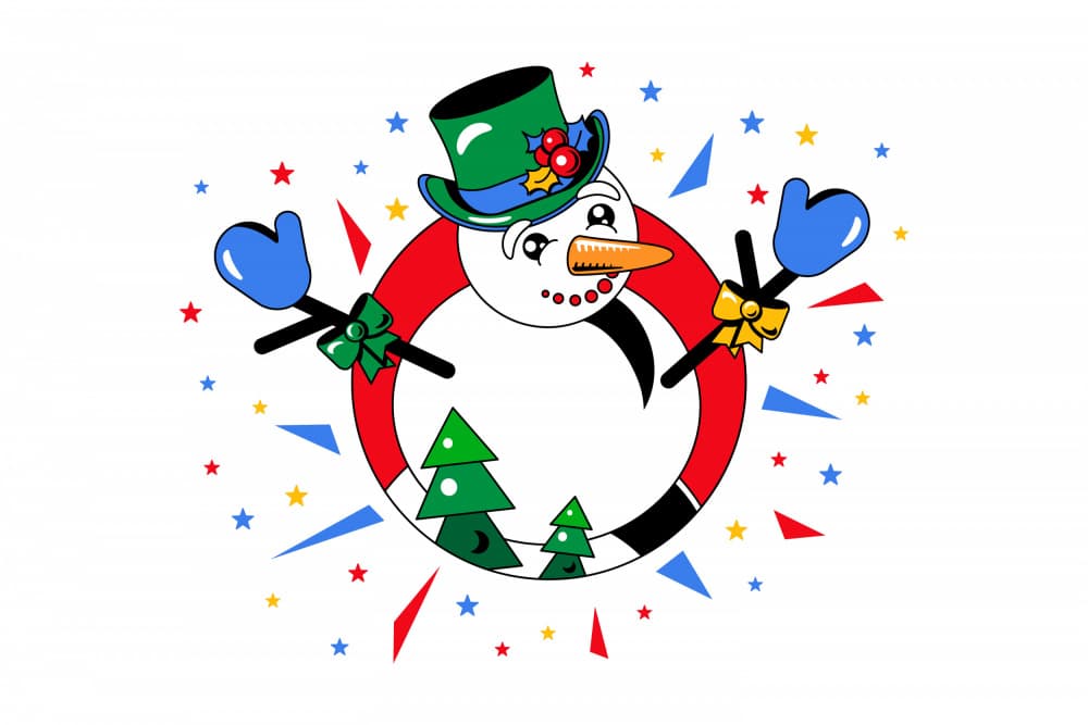 Whimsical Christmas Snowman by Marika Barsrsind β canvas wall art