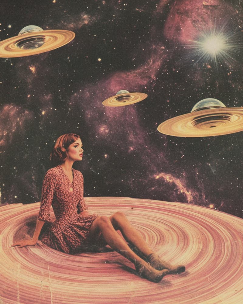 Woman In Cosmic Rings by Samantha Hearn — canvas wall art