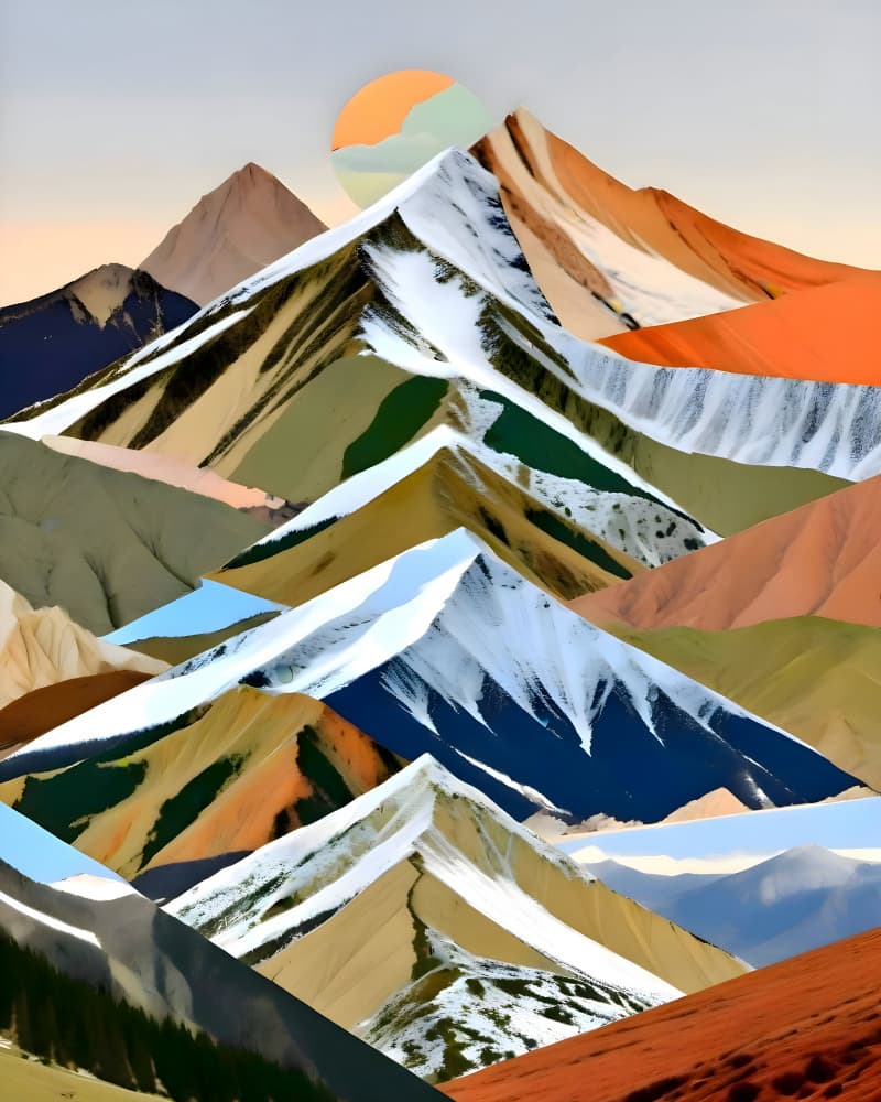 Colorful Mountain Layers by Uma Gokhale — canvas wall art