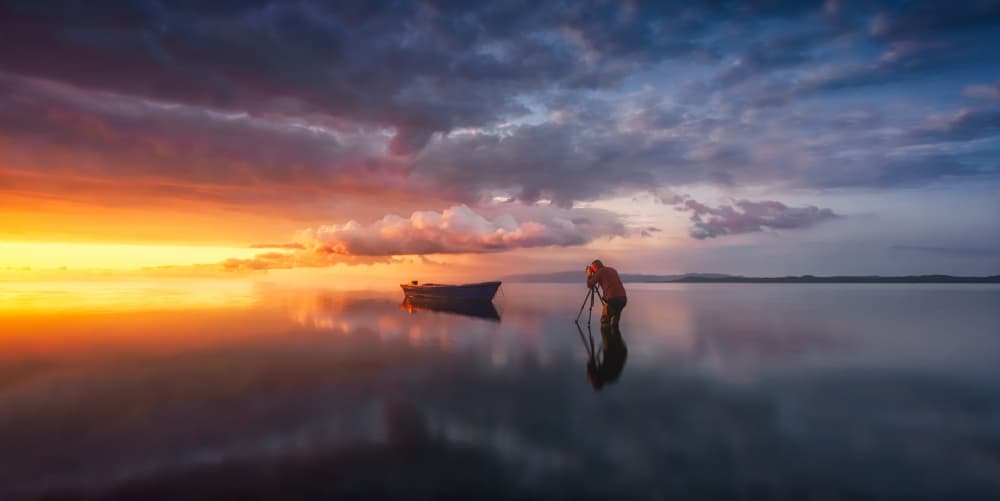Photographer's Golden Reflections by joanaduenas — canvas wall art