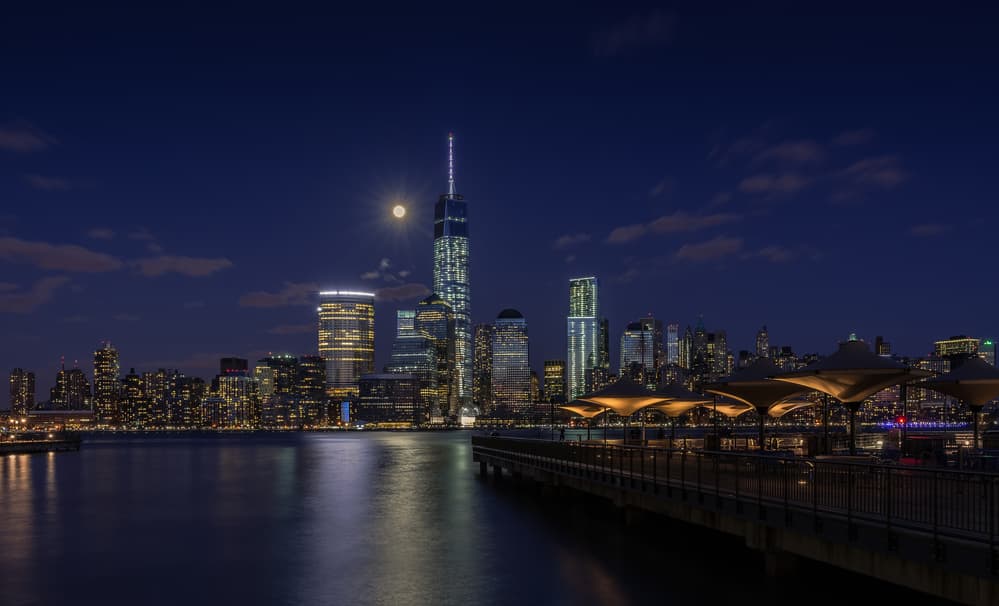 Manhattan Moonlight Skyline by Wei (David) Dai — canvas wall art