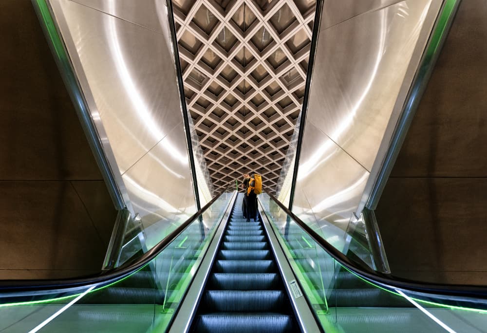Urban Escalator Ascent by Jurij Bizjak — canvas wall art