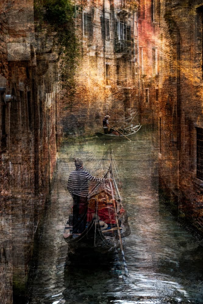Gondolas on Venice Canal by Colin Dixon — canvas wall art
