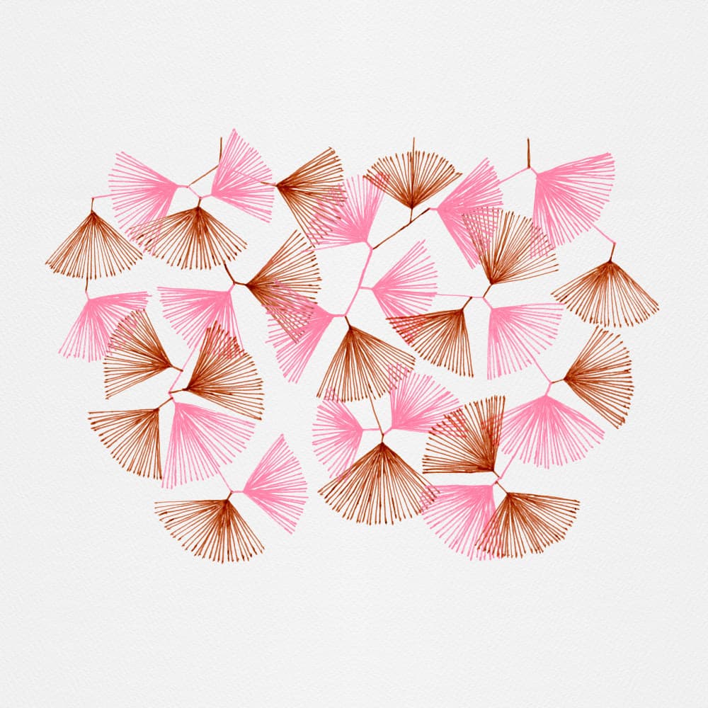 Pink Brown Ginkgo Pattern by Michele Channell — canvas wall art