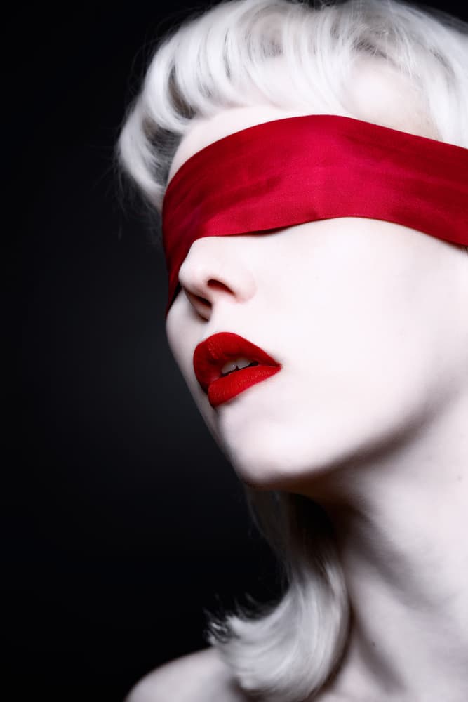 Blindfolded Red Lips by Colin Dixon — canvas wall art