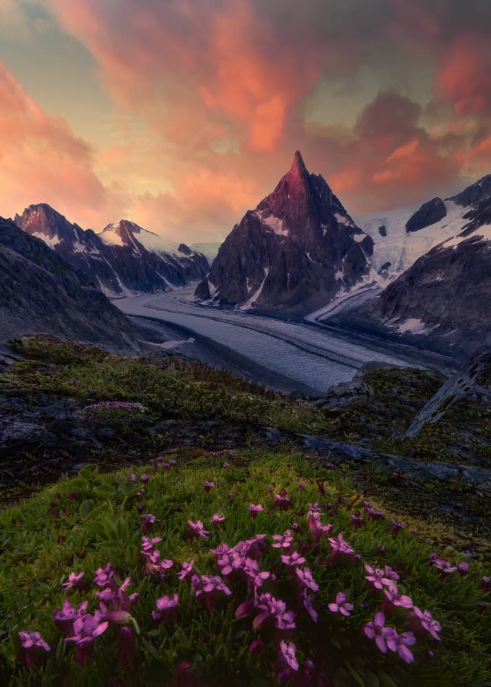 Alpine Glacier Sunset by Leah Xu — canvas wall art