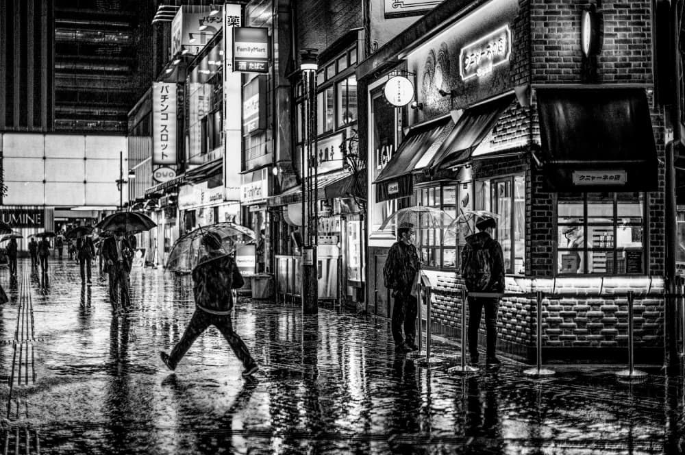 Rainy City Night by Yuzo Fujii — canvas wall art