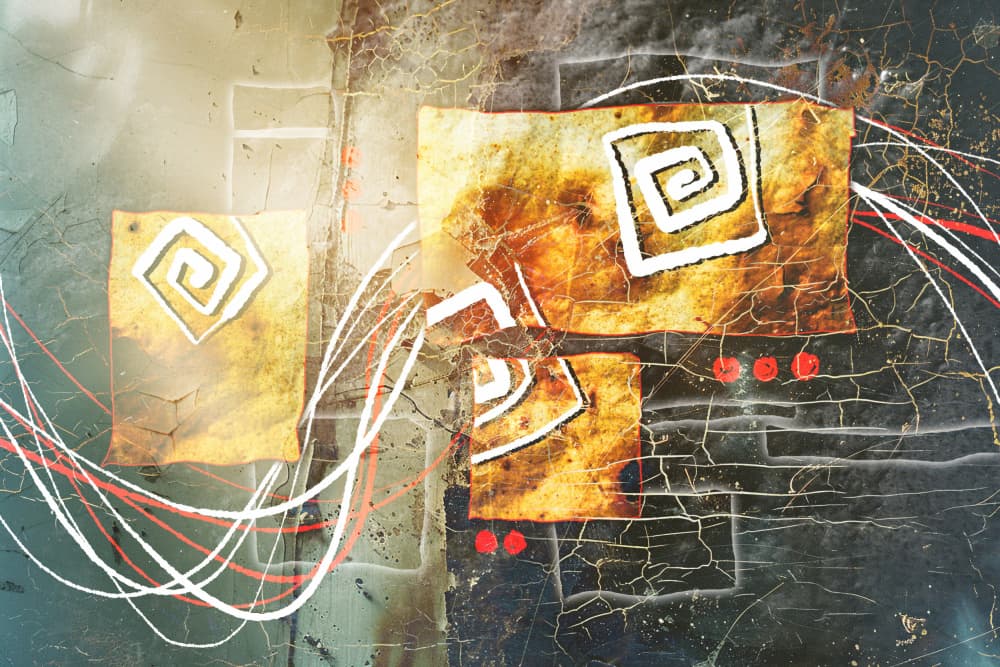Abstract Gold Spirals by Rafal Kulik — canvas wall art