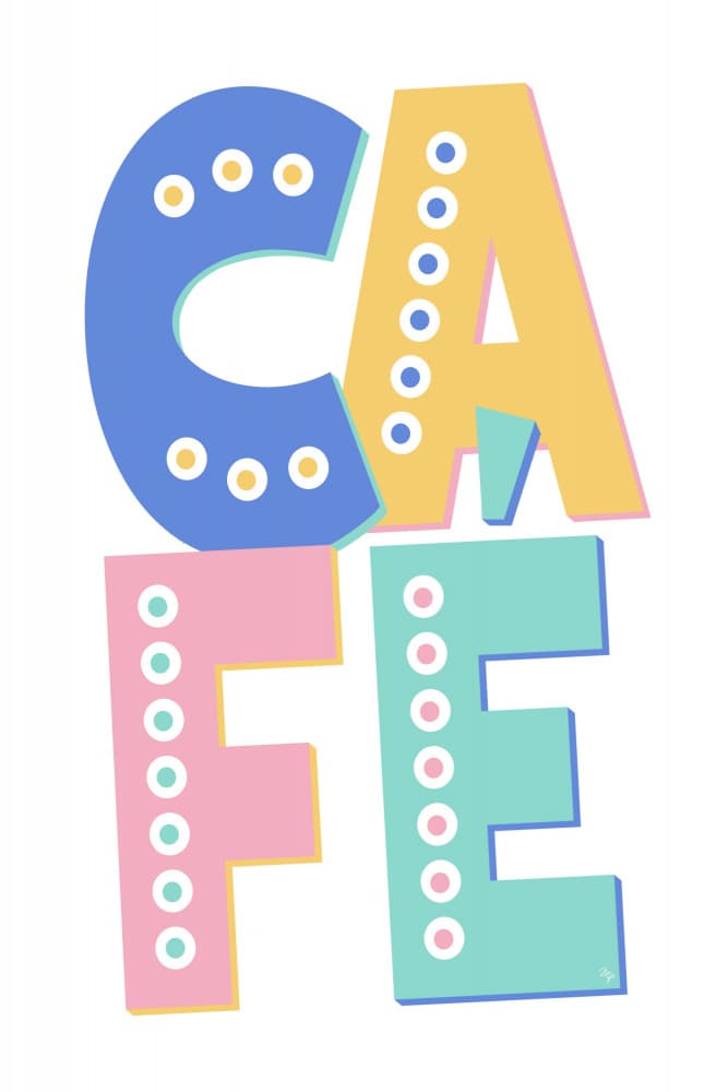 Colorful Cafe Word by Martina — canvas wall art