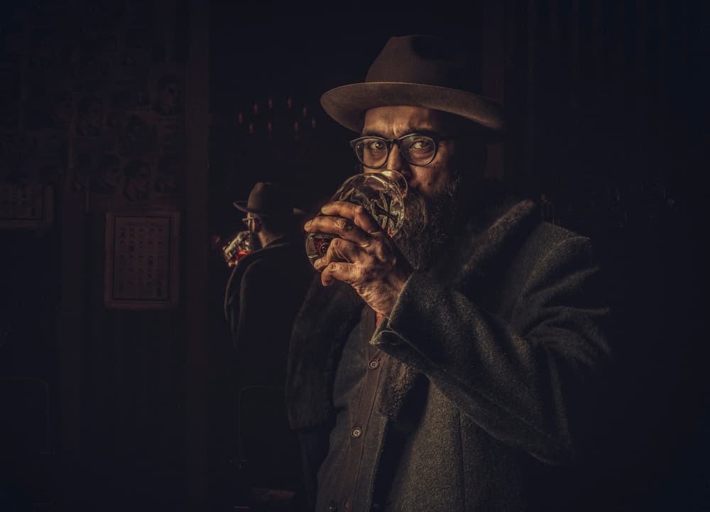 Thoughtful Man With Whiskey by gNo — canvas wall art