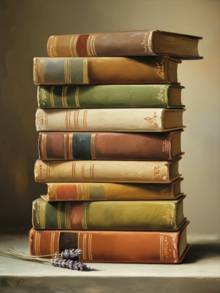 Antique Books and Lavender by Andreas Magnusson — canvas wall art
