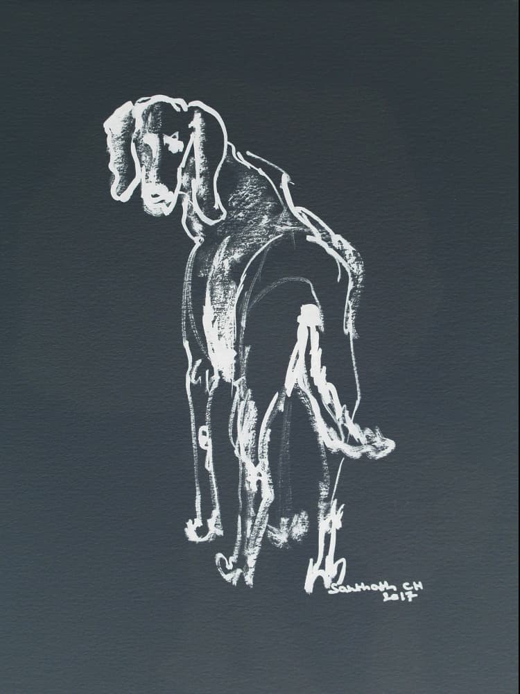 Elegant Dog Sketch by Santhosh ch — canvas wall art
