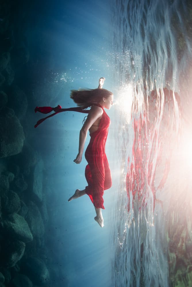 Floating Red Dress by Davide Lopresti — canvas wall art
