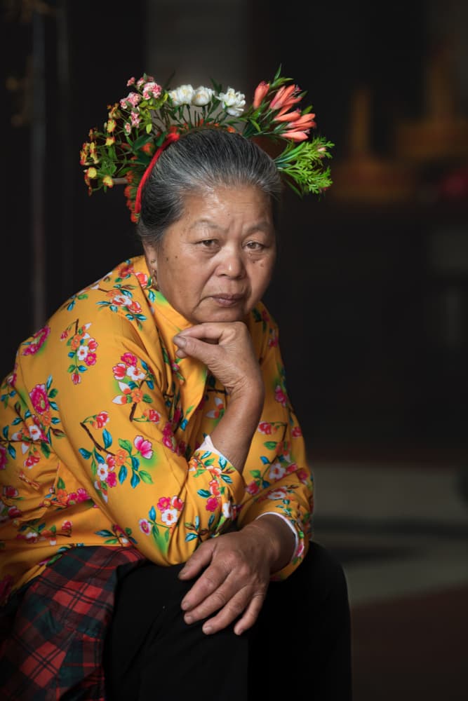 Thoughtful Floral Elder by YY DB — canvas wall art