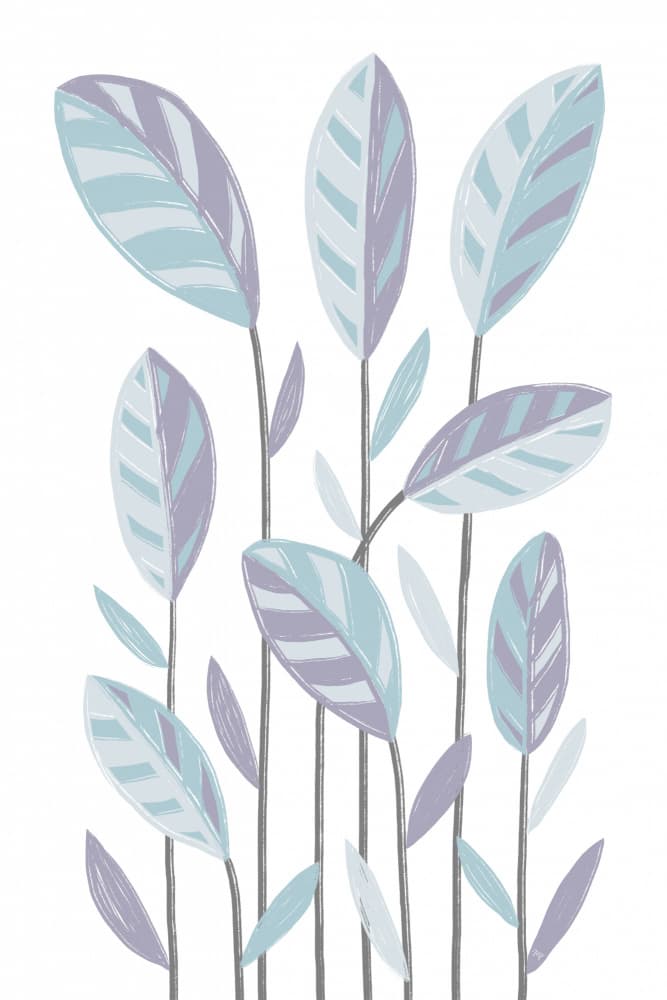 Modern Striped Leaves by Martina — canvas wall art