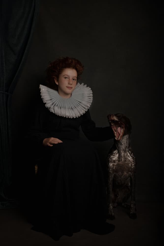 Girl With Ruff And Dog by Raluca Arhire — canvas wall art