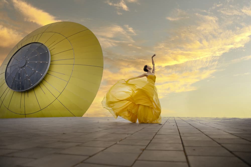 Dreamy Yellow Dance by Sharon Levy — canvas wall art