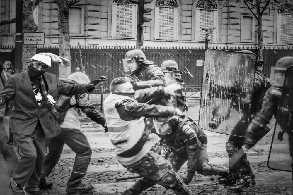 Paris Street Confrontation by Ciupureanu Dan — canvas wall art