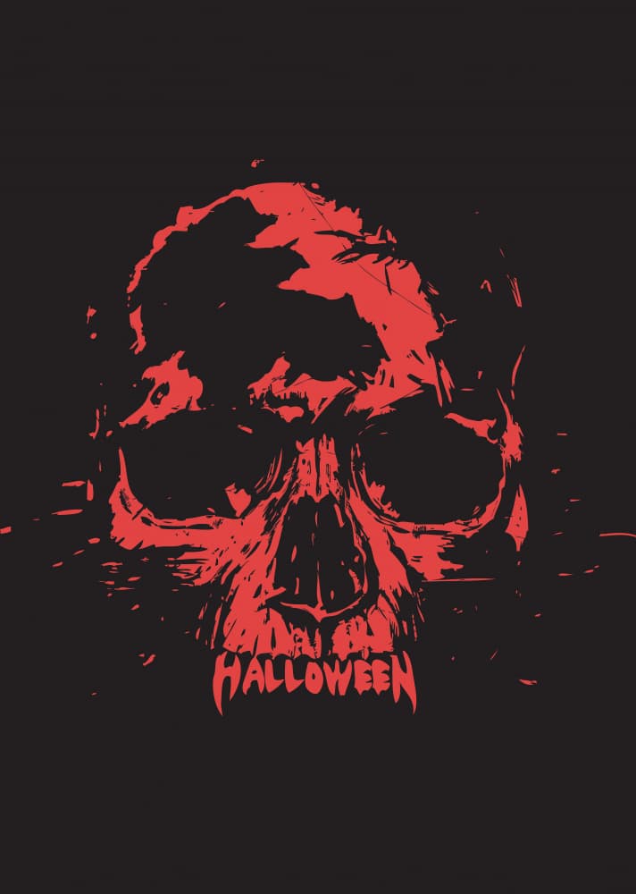 Grungy Halloween Skull by Balazs Solti — canvas wall art